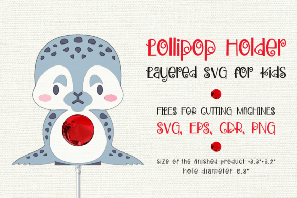 Baby Seal Lollipop Holder: A Playful 3D SVG for Kids Crafts Branding