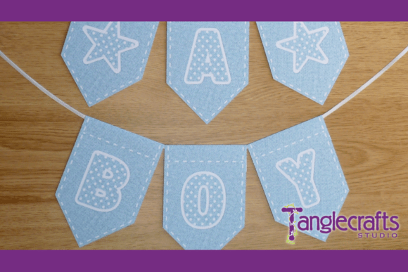 Bunting - Baby Blue Denim and Cut Files: A 3D SVG Touch for Birthday-Themed Visual Content