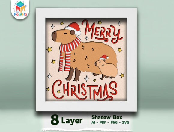 Capybara Merry Christmas 3D SVG for Holiday Crafts
