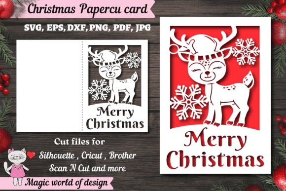 Christmas Deer Snowflake 3D SVG Card Template Review