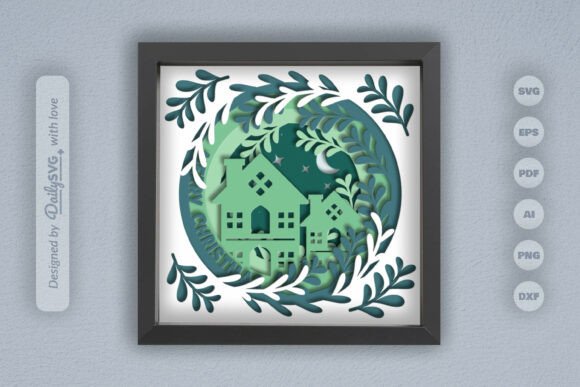 Christmas House Layered Papercut Shadow β A 3D SVG with Seasonal Charm