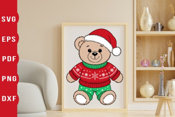 Christmas Teddy Bear Layered Paper Cut for Laser Cutting in Winter Christmas Projects