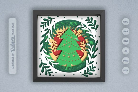 Christmas Tree Layered Papercut 3D SVG for Festive Branding