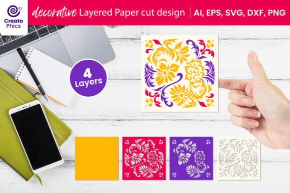 Decorative Layered Papercut SVG for 3D Floral Craft Projects