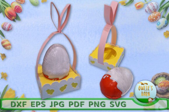 Easter Egg Basket with Bunny Ears 3D SVG for Gift Boxes & Printable Designs