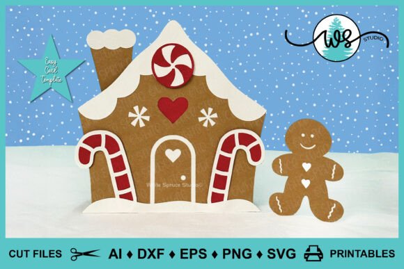 Gingerbread House Card Template: Festive 3D SVG for Christmas Crafting