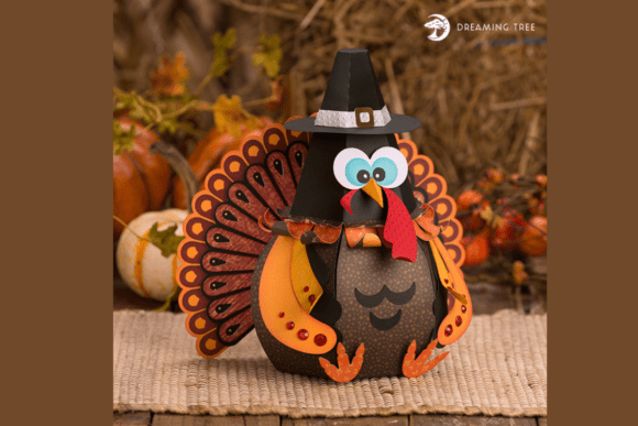 Googly Gobbler Treat Box SVG: A 3D Thanksgiving Design for Festive Branding