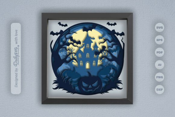 h1Halloween Haunted House 3D SVG with Pumpkins Design for Cricut and Commercial Use/h1