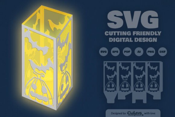 Halloween Pumpkins Lantern Papercut 3D SVG: Festive Flair for Seasonal Branding