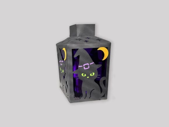 Halloween Witch Cat Lantern 3D SVG
