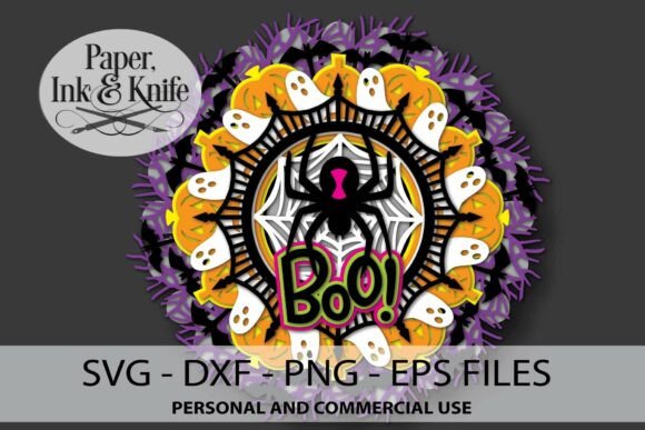 Halloween Wreath Paper Cut Shadowbox 3D SVG for Seasonal Blog Design
