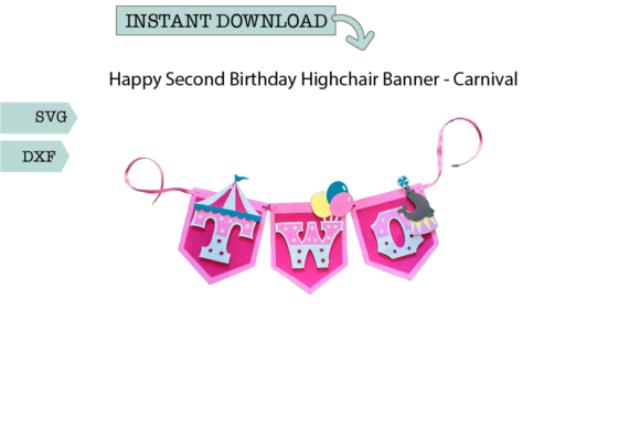 Happy Second Birthday Highchair Banner: A 3D SVG Design for Festive Branding