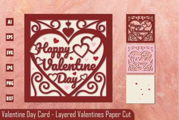 Happy Valentine’s Day Heart Layered Love Shadow Box – A 3D SVG for Romantic Branding Moments