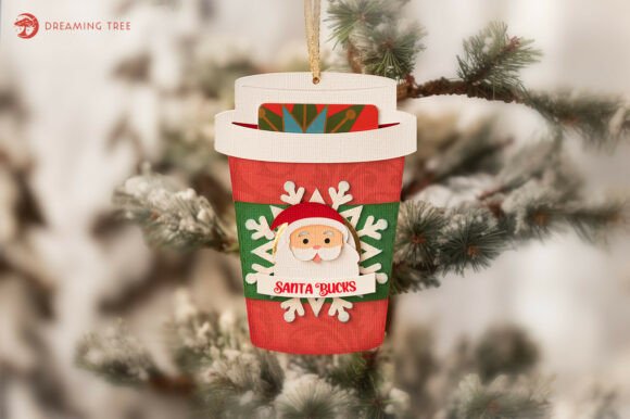 Jingle Brew Gift Card Ornament SVG: Festive 3D Design for Christmas Content