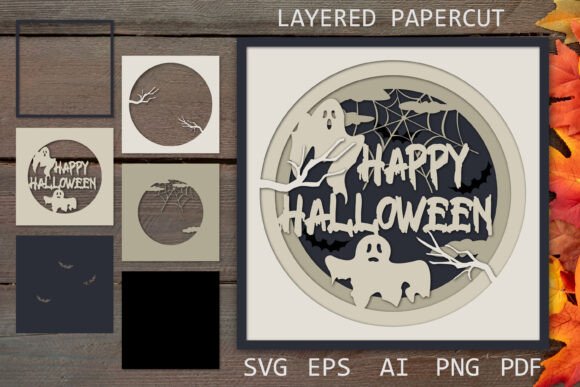 Layered Paper Cut Happy Halloween SVG for Blog Graphics