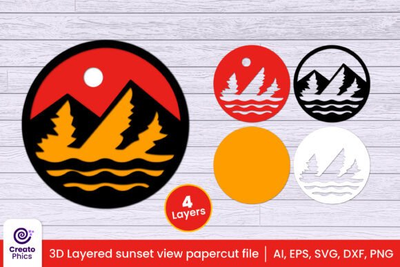 Layered Papercut Mountain Craft Sunset SVG Review for Real Embroidery Projects