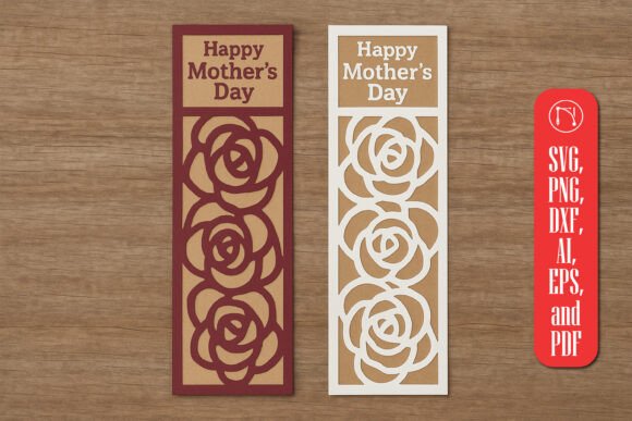Mother s Day Paper Cut Bookmark SVG with 3D Floral Compositions