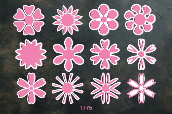 Outline Layered Flowers Decor Topper1775: A 3D SVG Floral Composition for Elegant Blog Design