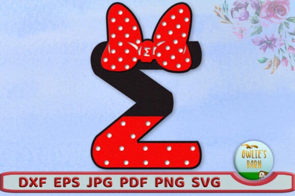 Polka-Dot Monogram Greek Letter Sigma 3D SVG for Birthday Branding