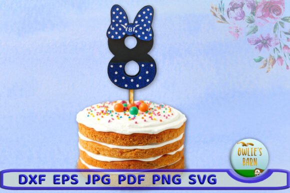 Polka-dot Number 8: Festive 3D SVG for Birthday Branding