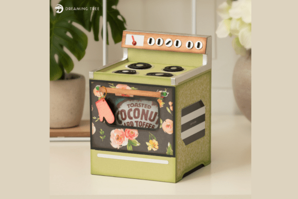 Retro Stove Gift Box SVG: A Charming 3D SVG for Lifestyle Bloggers and Gift Box Creators
