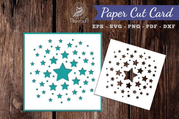 Sparkling Stars Papercut Card SVG 1: A 3D SVG for Space-Inspired Branding