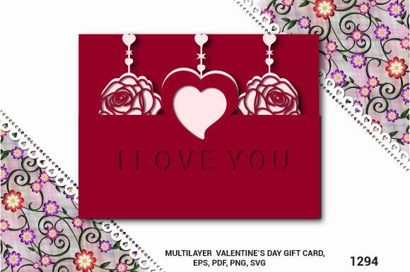 Valentine's Day Gift Card SVG Layer 1294: A 3D SVG for Romantic Branding and Social Visuals