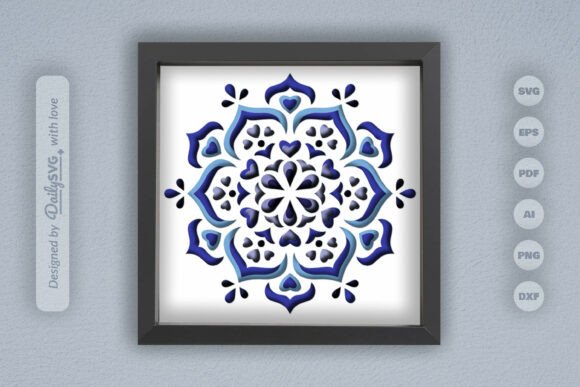 Winter Heart Mandala 3D SVG: A Layered Papercut for Elegant Branding